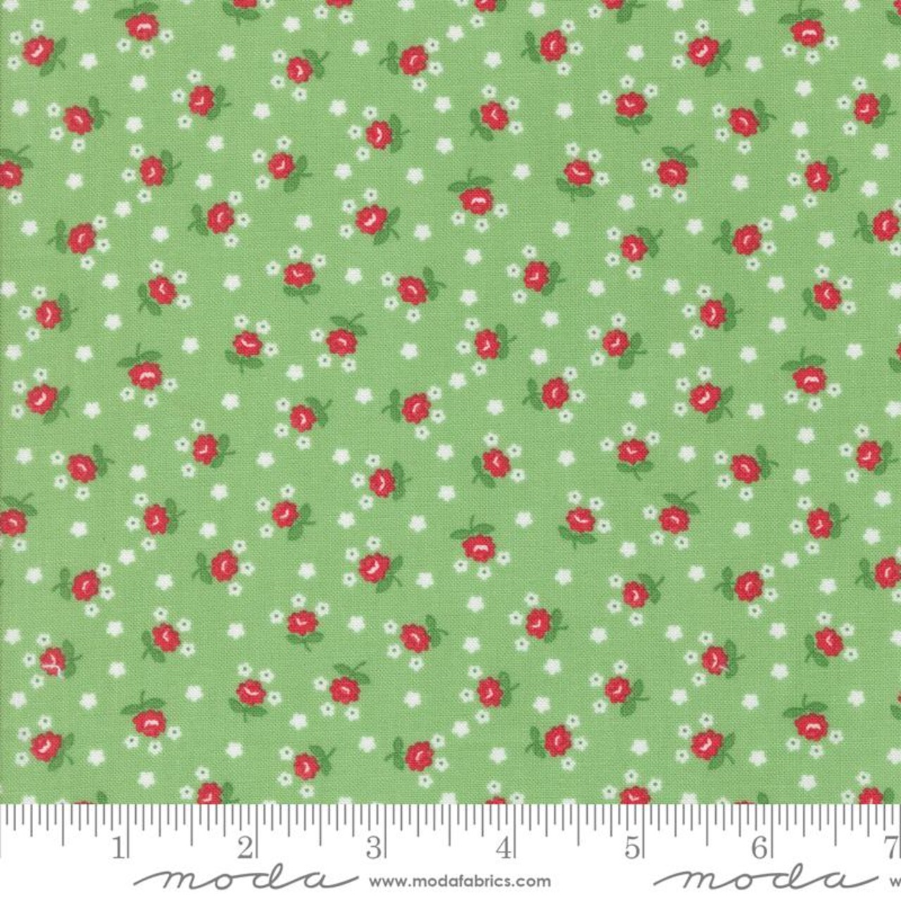 Fabric Moda Green Fairground Small Floral Summertime by the Quarter Yard 55328-17